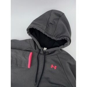 Under Armour Small Womens Hoodie ColdGear Gray Pink Athletic Pullover Sweatshirt